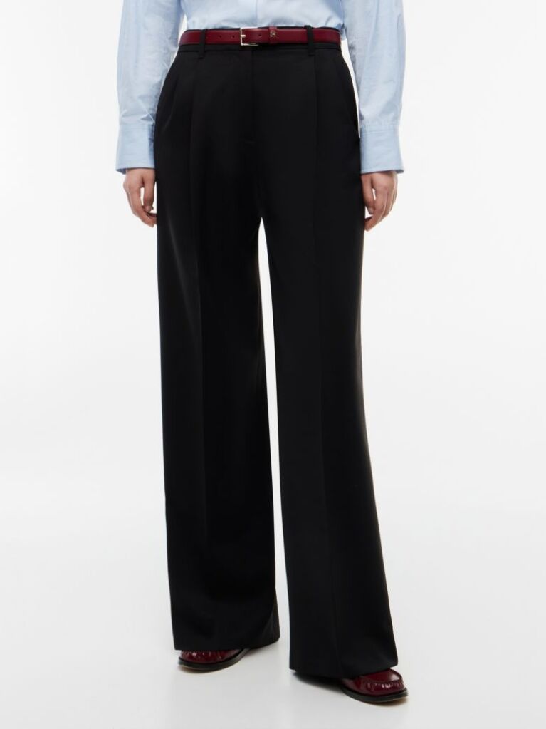 Black Timeless Wool Blend Wide Leg Trousers  Women