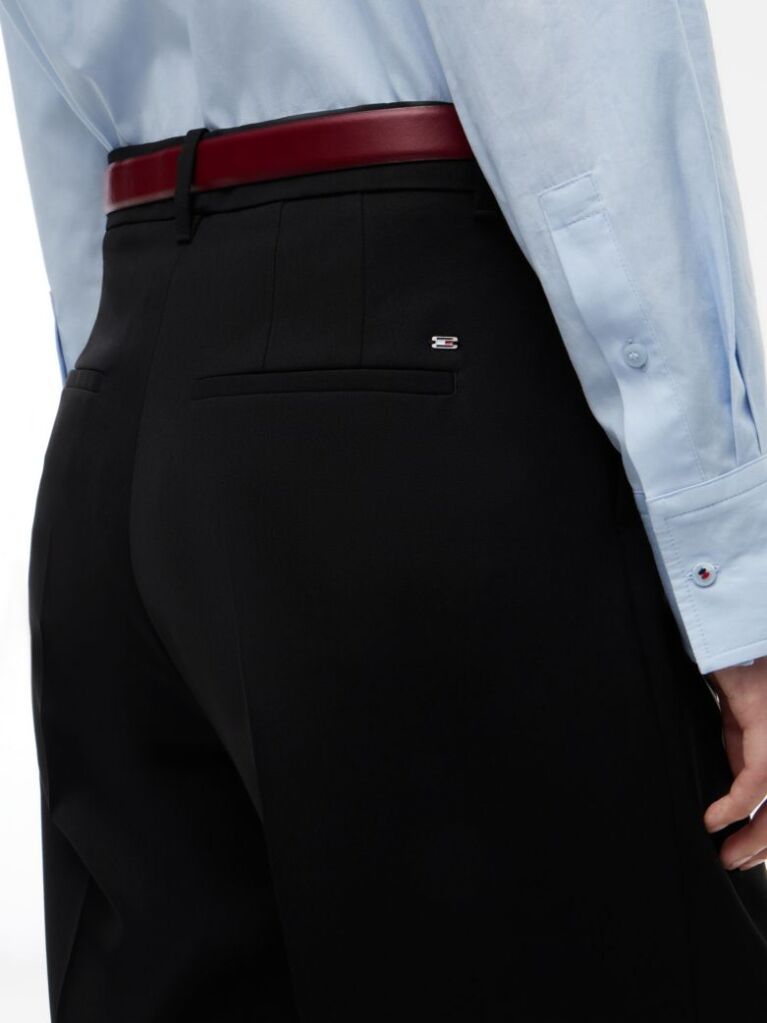 Black Timeless Wool Blend Wide Leg Trousers  Women