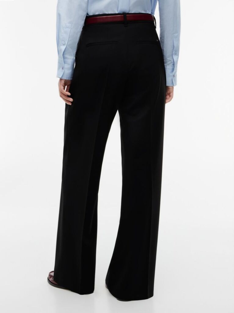 Black Timeless Wool Blend Wide Leg Trousers  Women