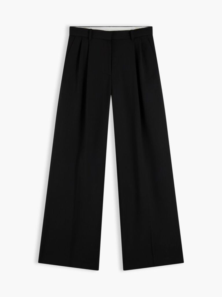 Black Timeless Wool Blend Wide Leg Trousers  Women