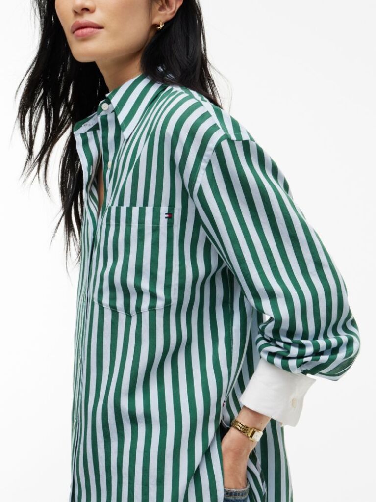 Multi Relaxed Fit Stripe Double Cuff Shirt  Women