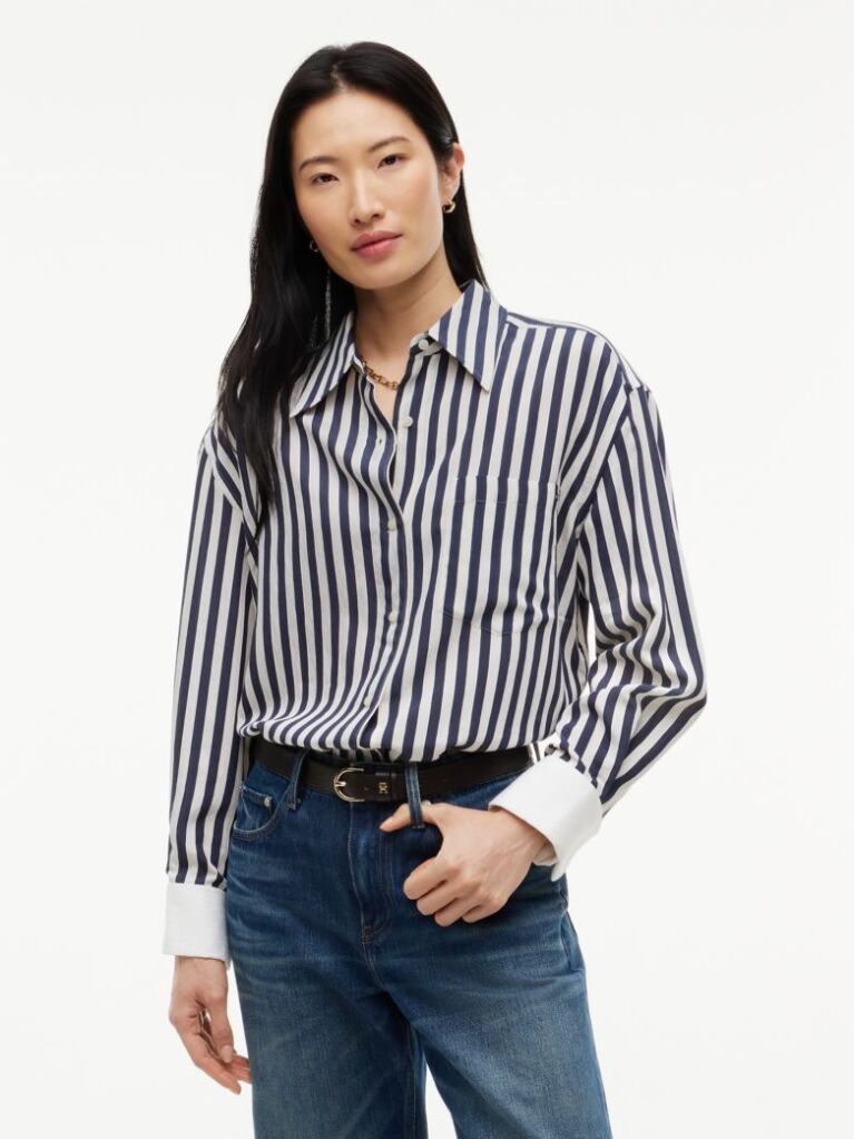 Multi Relaxed Fit Stripe Double Cuff Shirt  Women