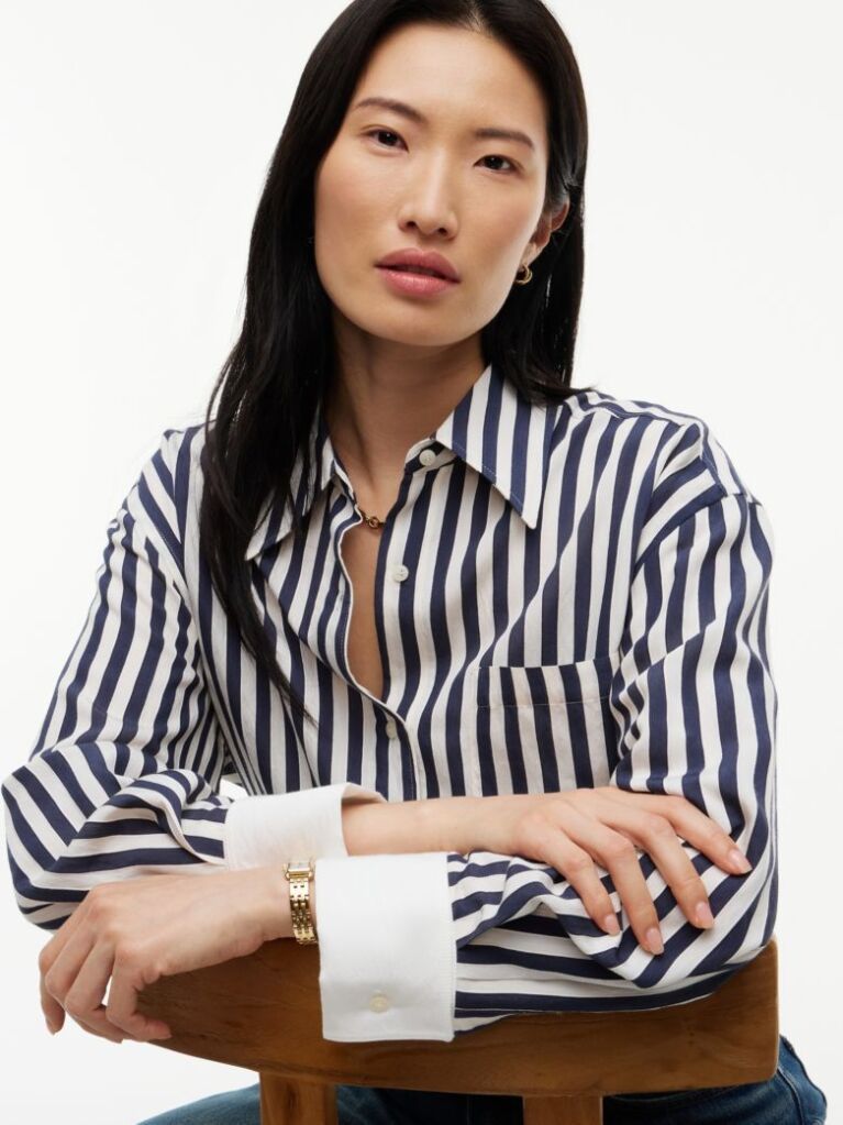 Multi Relaxed Fit Stripe Double Cuff Shirt  Women