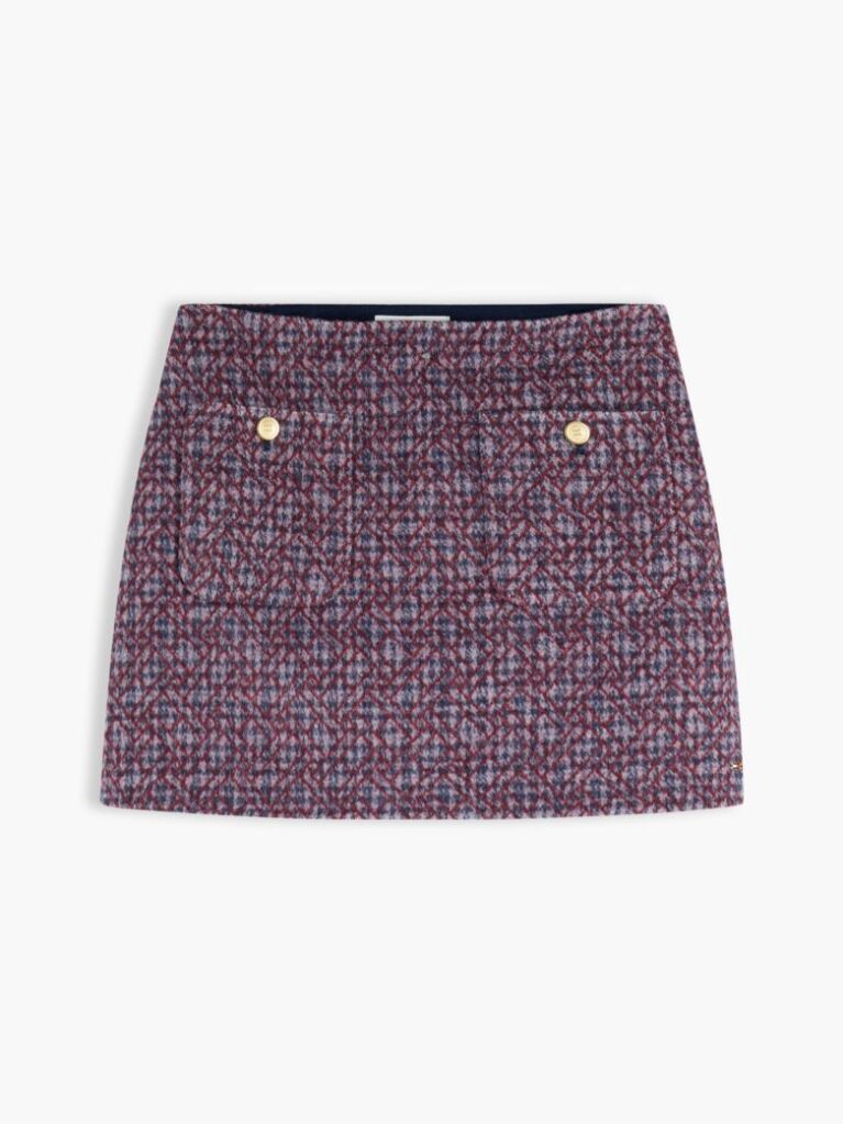 Multi Gold-Tone Button Wool Blend Mini Skirt  Women