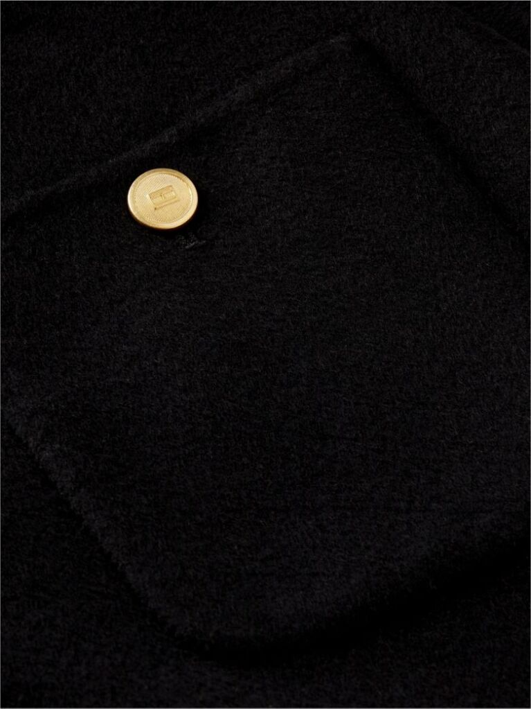 Black Gold-Tone Button Wool Blend Mini Skirt  Women