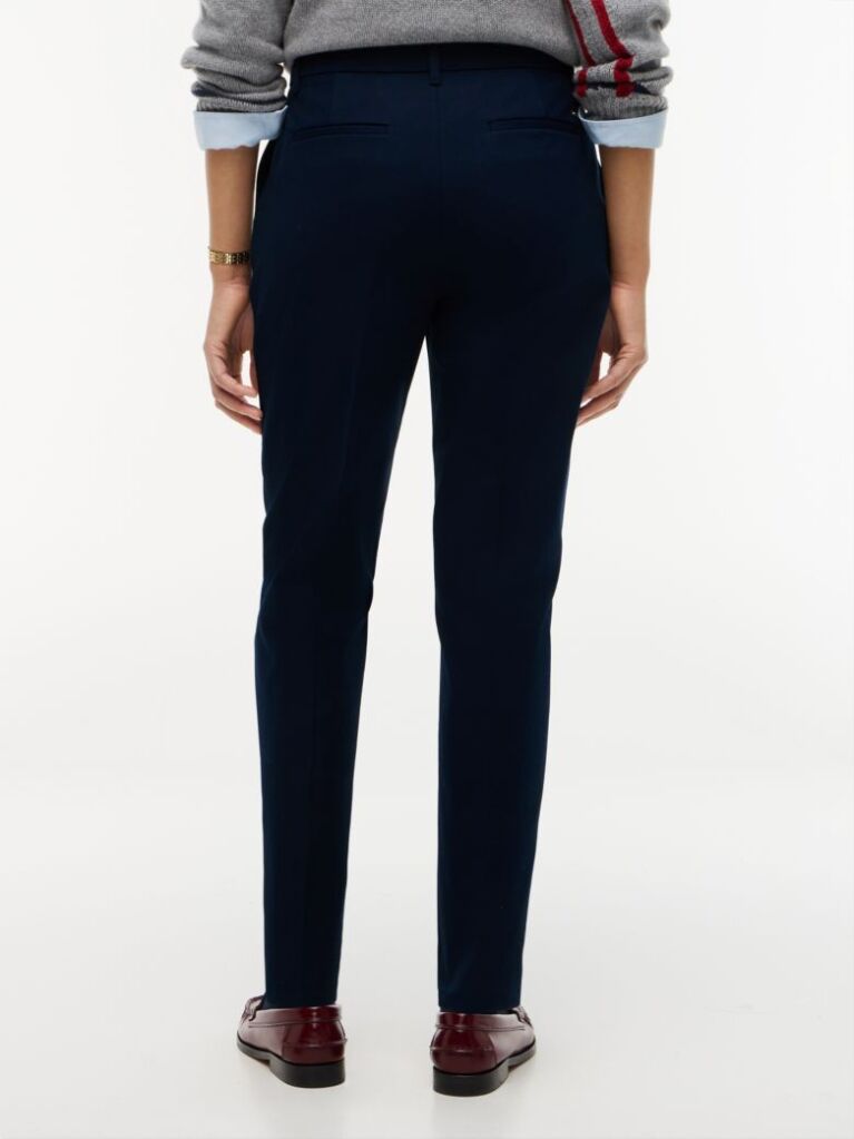 Blue Slim Straight Gabardine Trousers  Women