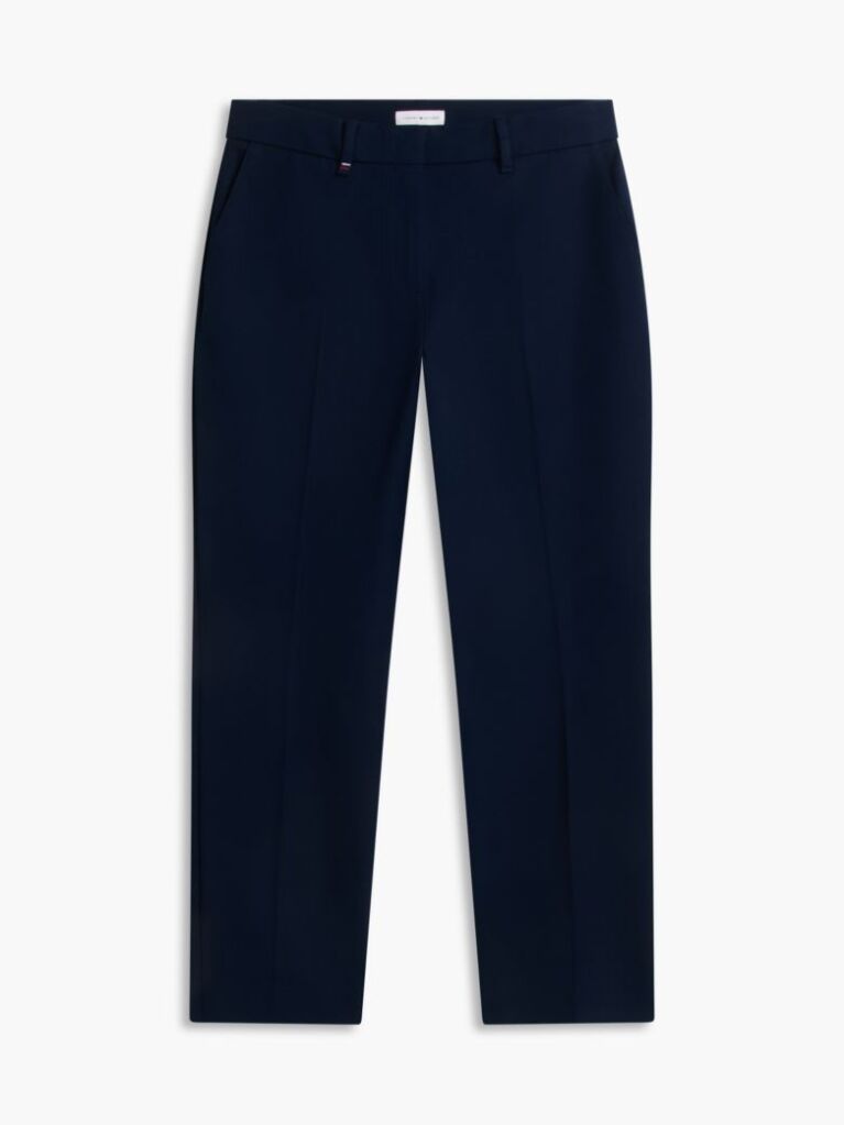 Blue Slim Straight Gabardine Trousers  Women
