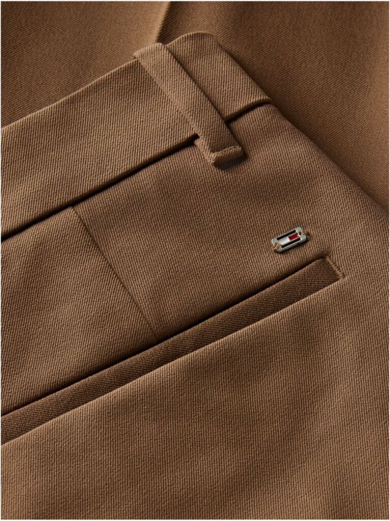 Brown Slim Straight Gabardine Trousers  Women