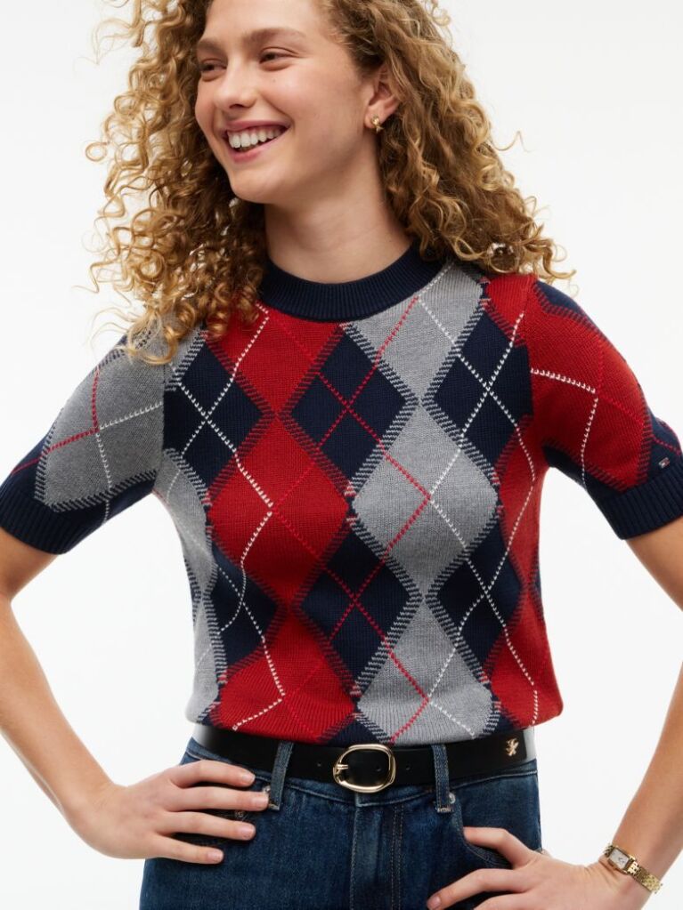 Multi Argyle Short Sleeve Jumper  Women