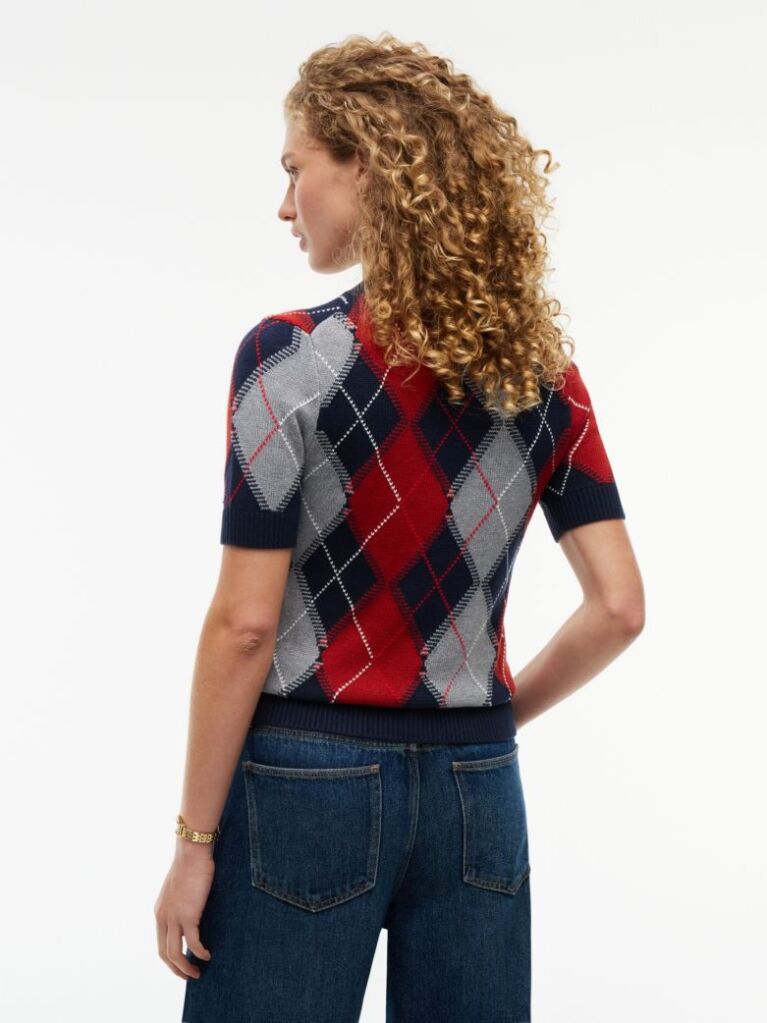 Multi Argyle Short Sleeve Jumper  Women