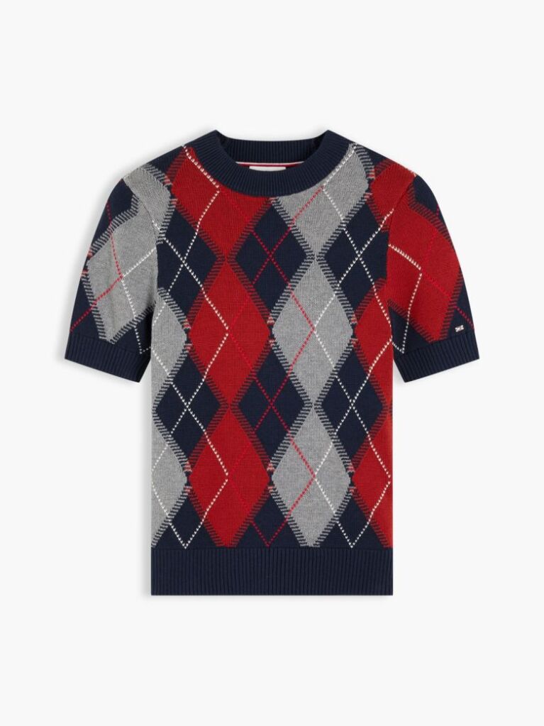 Multi Argyle Short Sleeve Jumper  Women