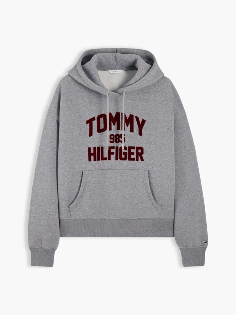 Γκρι Άνετο Fleece Hoody Με Varsity Λογότυπο  Γυναίκες