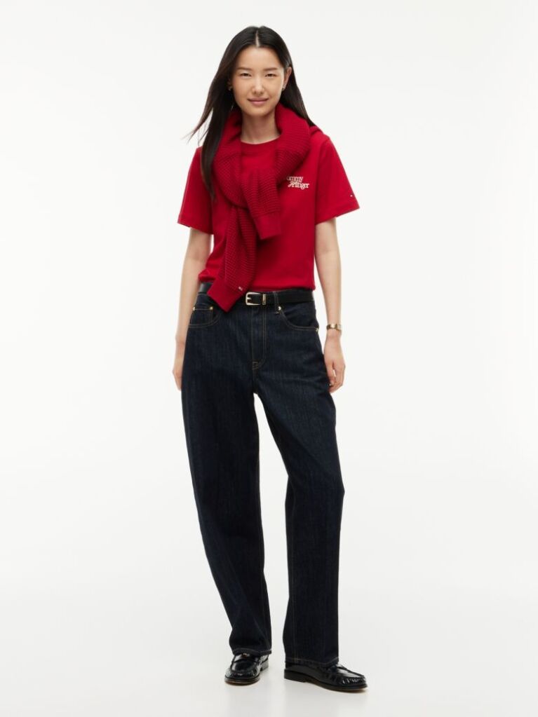 Red Logo Jersey Crew Neck T-Shirt  Women