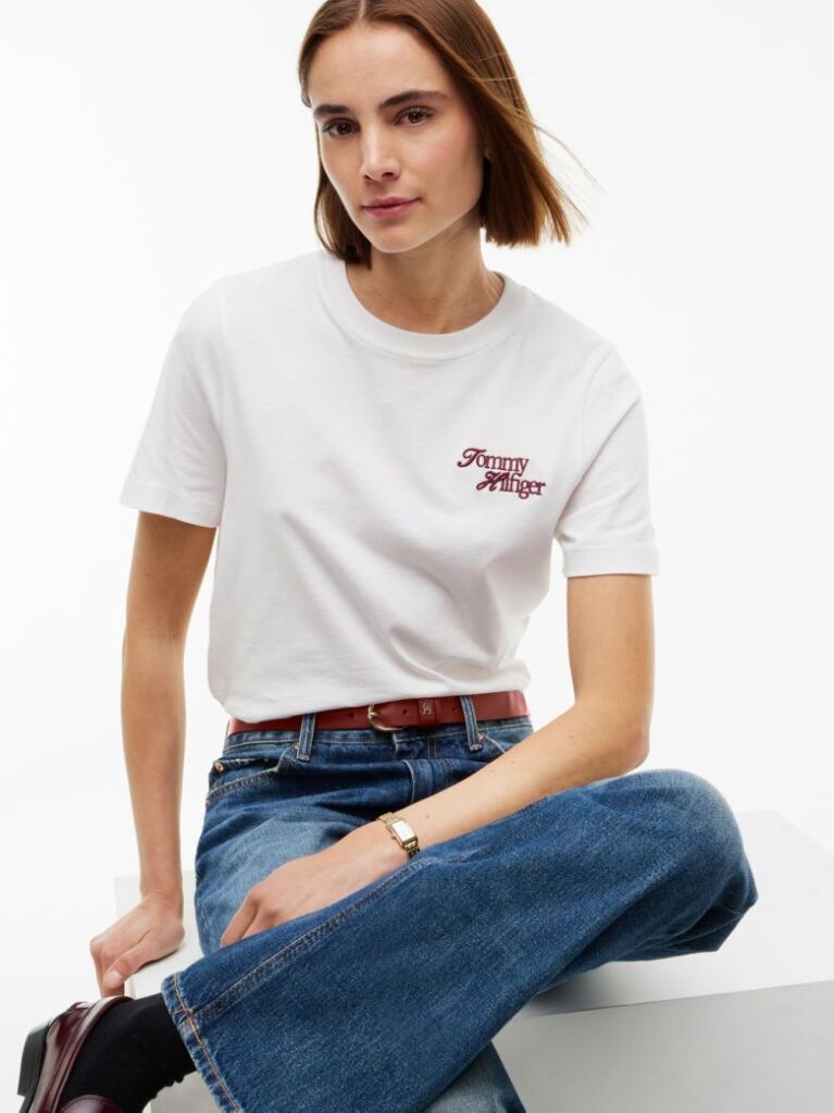 Beige Logo Jersey Crew Neck T-Shirt  Women