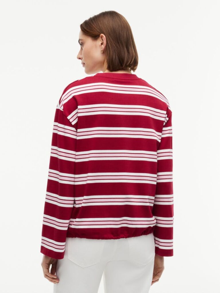 Multi Rugby Stripe Drawstring Long Sleeve T-Shirt  Women