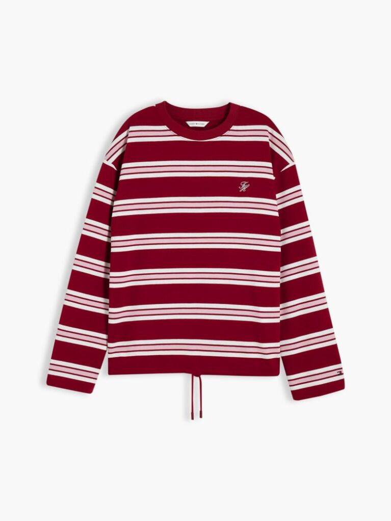 Multi Rugby Stripe Drawstring Long Sleeve T-Shirt  Women