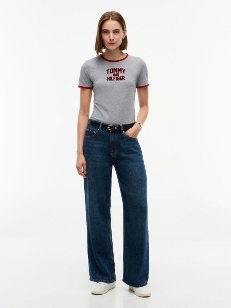 Γκρι Slim T-Shirt Με Varsity Λογότυπο  Γυναίκες
