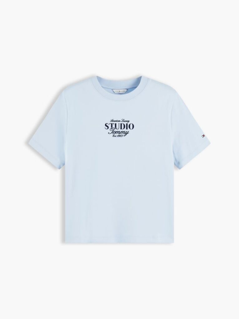Blue Logo Interlock Knit Crew Neck T-Shirt  Women
