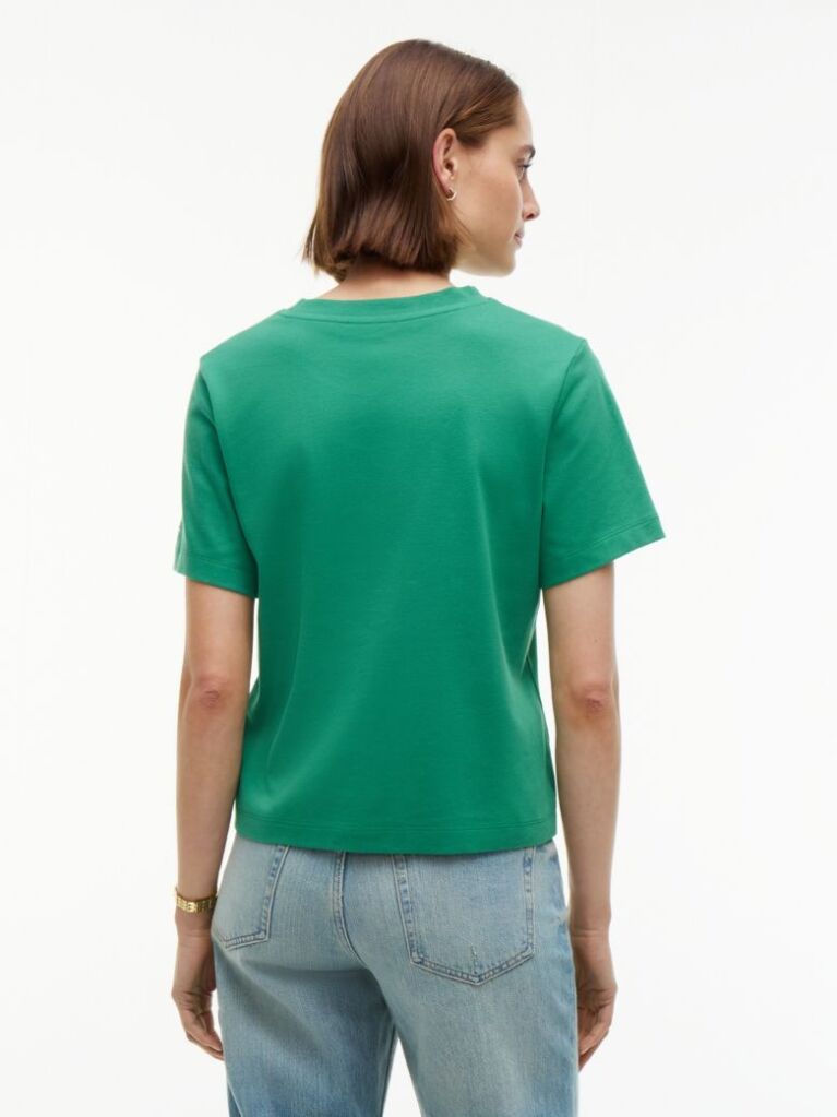 Green Logo Interlock Knit Crew Neck T-Shirt  Women