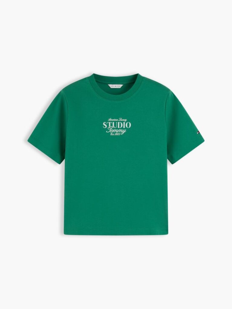 Green Logo Interlock Knit Crew Neck T-Shirt  Women
