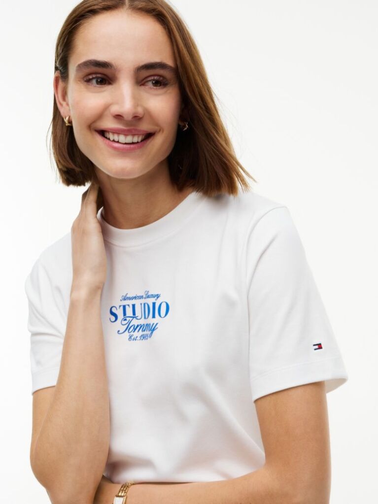 Beige Logo Interlock Knit Crew Neck T-Shirt  Women