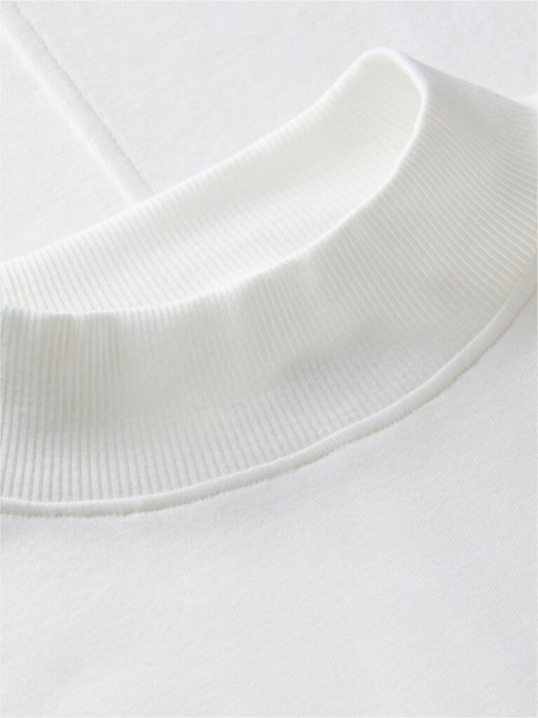 Beige Gold-Tone Button Mock Neck T-Shirt  Women