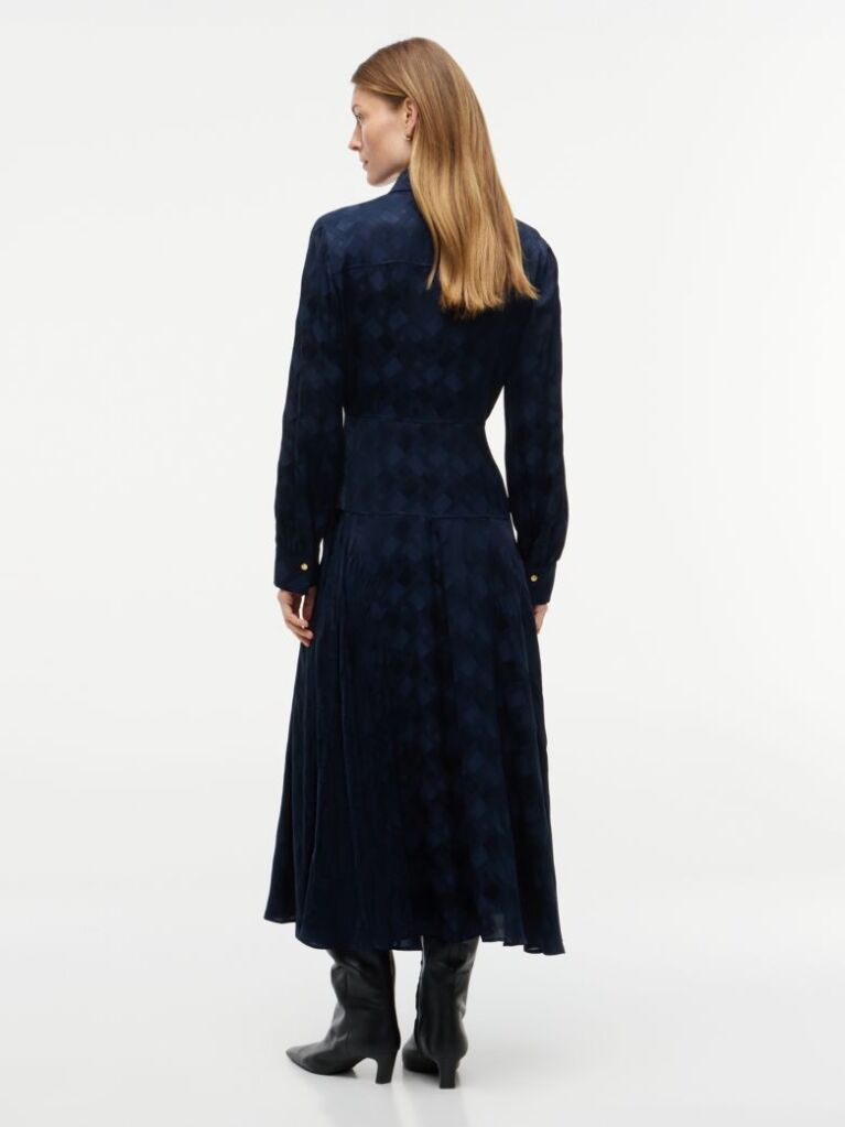 Blue Jacquard Midi Shirt Dress  Women