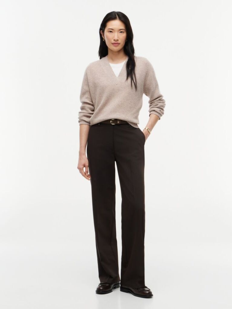 Beige Pure Wool V-Neck Jumper  Women