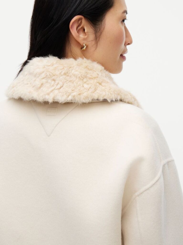 Beige Double-Faced Wool Blend Relaxed Jacket  Women