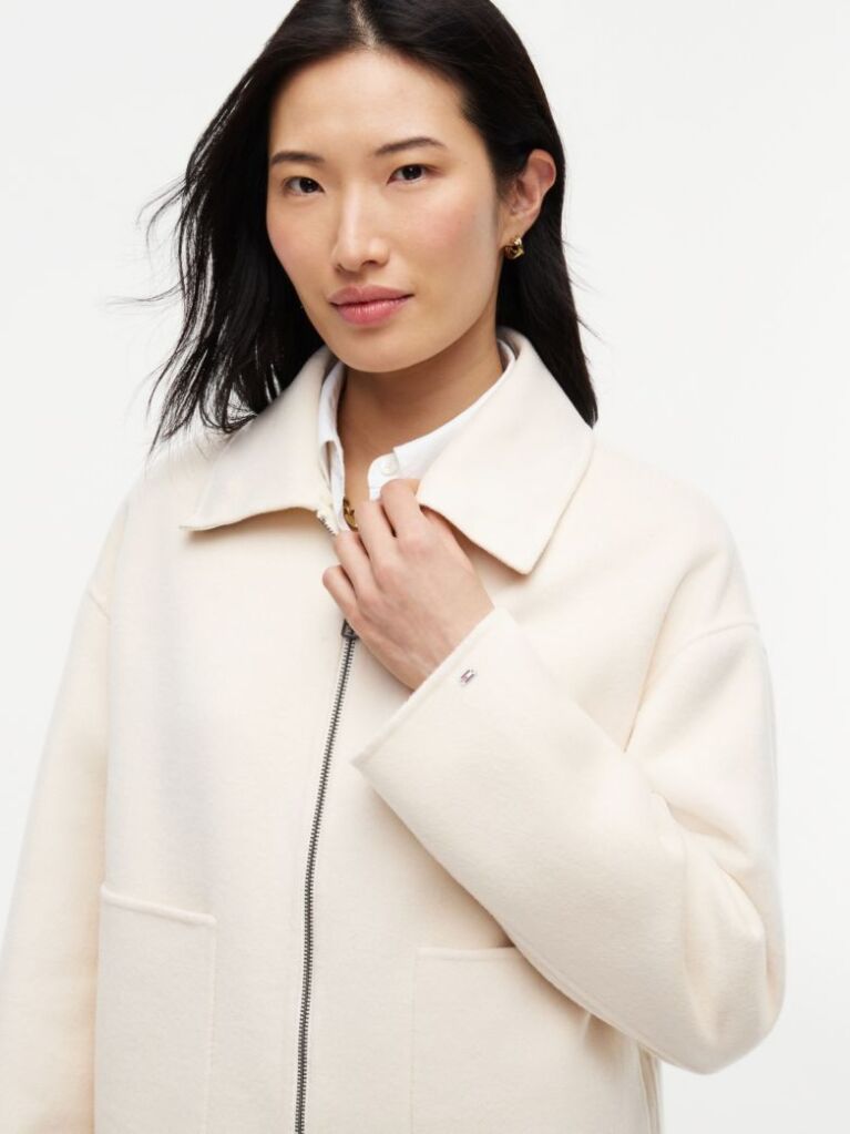 Beige Double-Faced Wool Blend Relaxed Jacket  Women