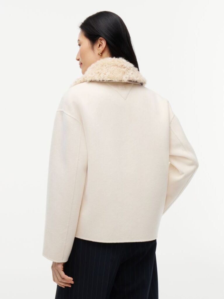 Beige Double-Faced Wool Blend Relaxed Jacket  Women