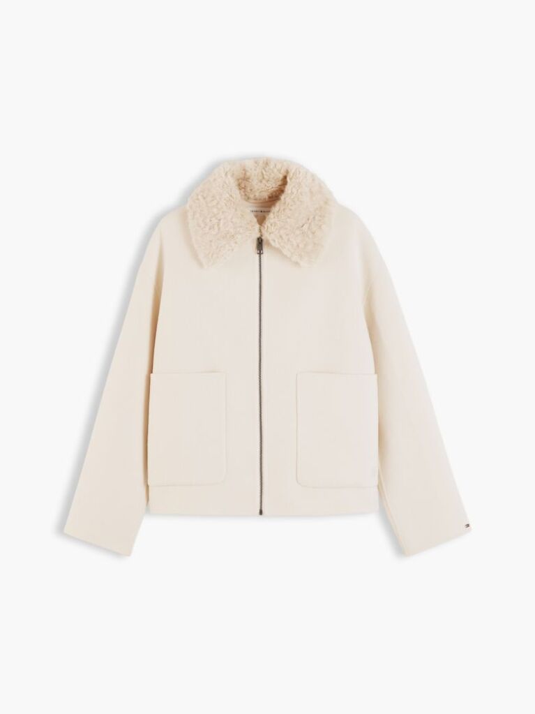 Beige Double-Faced Wool Blend Relaxed Jacket  Women