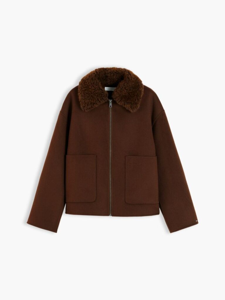 Brown Double-Faced Wool Blend Relaxed Jacket  Women