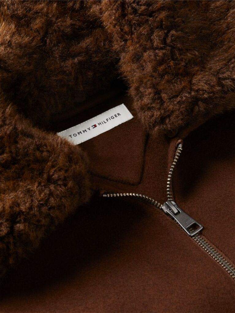 Brown Double-Faced Wool Blend Relaxed Jacket  Women